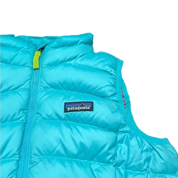 Patagonia Girls Down Sweater Puffy Vest Teal Purple Size Large (12) - Picture 2 of 15